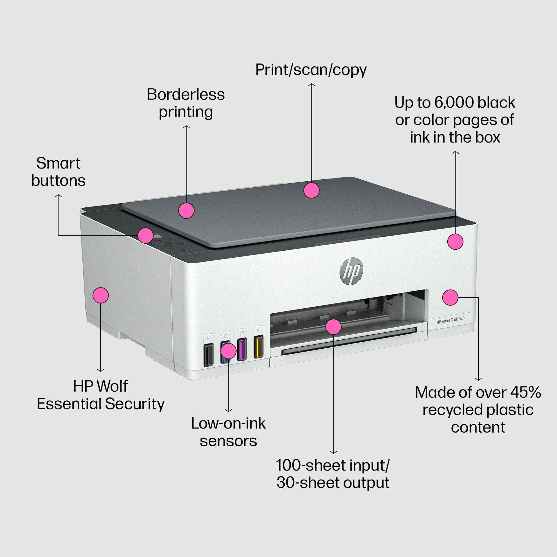HP Smart Tank 520 All-in-One Ink Tank Printer (Print, Scan, Copy)